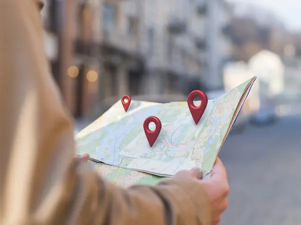 Karte mit Standort-Markierungen