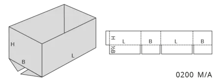 Illustration FEFCO Typ 02 Faltkiste - 0200 M/A 