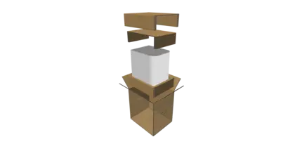 CAD-Modell einer maßgeschneiderten Verpackung aus 100 % Wellpappe für mehr Nachhaltigkeit und Kostenersparnis.