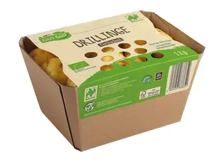 Bild der Kartonschale mit Kartoffeln von ALDI vergrößern Freigestelltes Bild einer Kartonschale mit Topwrap für Kartoffeln für die Handelsmarke ALDI - GUT bio.