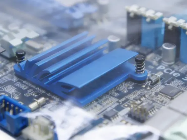 Ein Computermainboard wird mit einer ESD-Folie gegen elektrostatische Entladung geschützt.