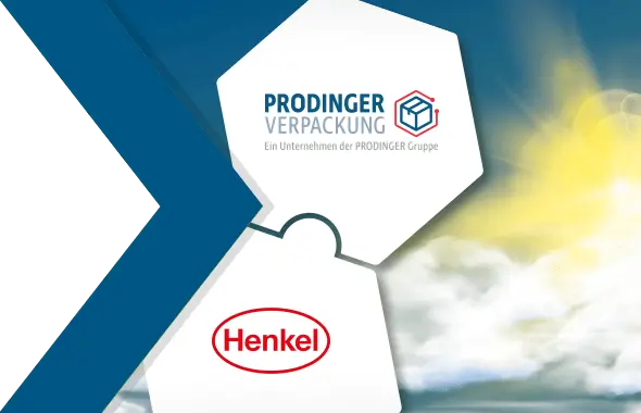 Banner für das Gewinnspiel mit den Logos von PRODINGER Verpackung und Henkel
