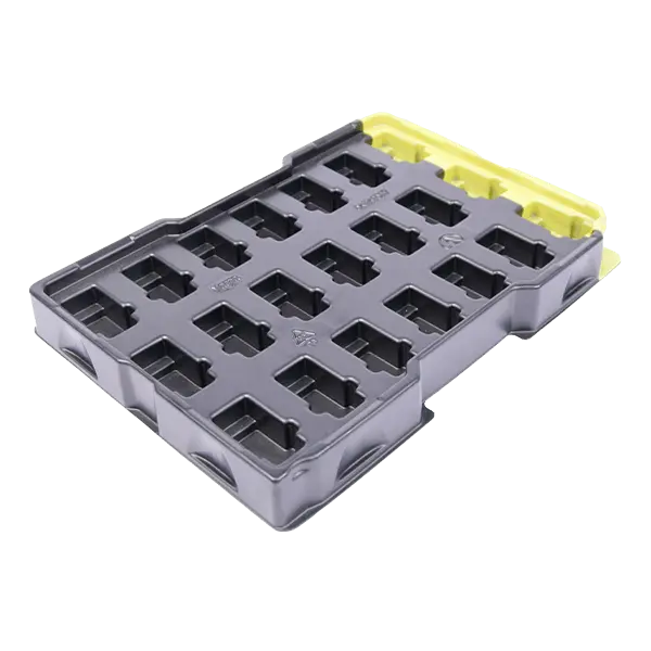 Kunststoff-Verpackung bzw. Kunststofftrays für den Ein- und Mehrwegeinsatz.
