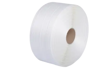 Freigestelltes Bild zeigt ein Textil-Umreifungsband auf einer Rolle.