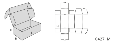 Illustration FEFCO Typ 04 Falthüllen und Trays - 0427 M