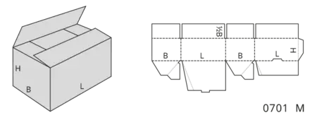 Illustration FEFCO Typ 07 Faltboden- und Aufrichteschachteln und Trays - 0701 M