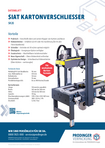 SIAT SR20 SIAT SR20 Kartonverschließer: Verschließt Kartons oben & unten, 30 m/min, werkzeugloser Bandwechsel, 50-75mm Bandbreite, bis 900 Kartons/Std, energiesparend
