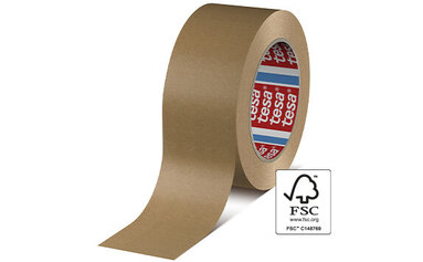 tesa® 4513 Premium-Papierpackband Freigestelltes Bild des nachhaltigen und FSC-zertifizierten Papier-Packband tesa® 4513.
