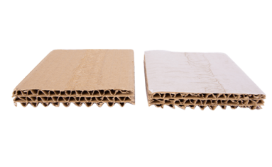 Selbstklebende Wellpappe zum Schutz von Schaltwerk, Nabe oder Gabel sowie zum Fixieren des Fahrrades in der Verpackung.