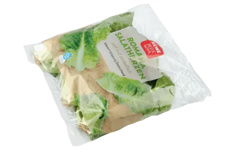 Flow Pack aus BOPP-Folie für Romana Salatherzen.
