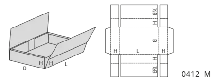 Illustration FEFCO Typ 04 Falthüllen und Trays - 0412 M