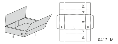 Illustration FEFCO Typ 04 Falthüllen und Trays - 0412 M
