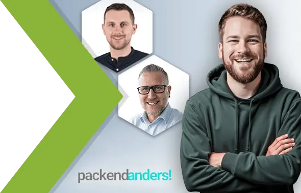 Bannerbild für den Podcast "packend anders" mit Max Maschke & Experten von PRODINGER Verpackung
