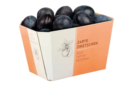 Kartonschale mit Zwetschen