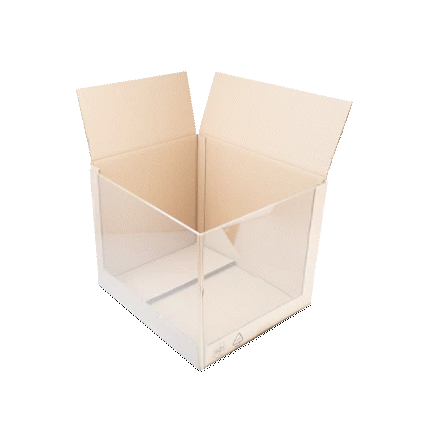 Animation, die zeigt, wie ein Produkt mit der Crosslayer-Methode in ein Paket verpackt wird.