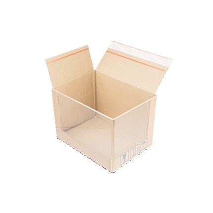 Animation, die zeigt, wie ein Produkt mit der Cushioning-Methode in ein Paket verpackt wird.